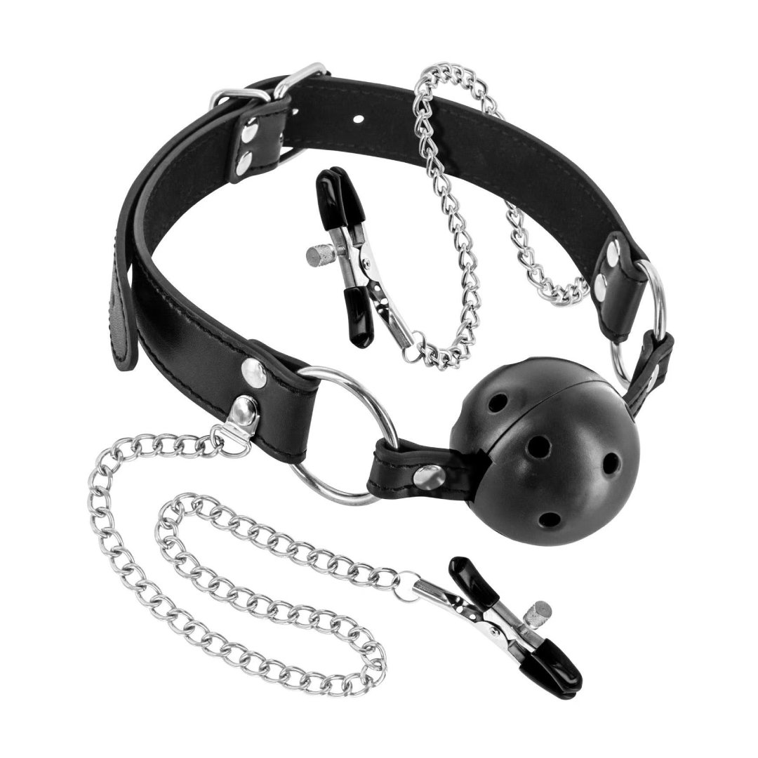 kugla-za-usta-sa-stipaljkama Kugla za usta sa štipaljkama za bradavice - Slika 1